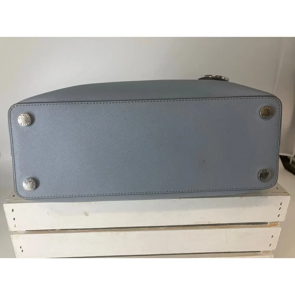 MICHAEL KORS, LARGE TRIPLE COMPARTMENT LIGHT BLUE HANDBAG
